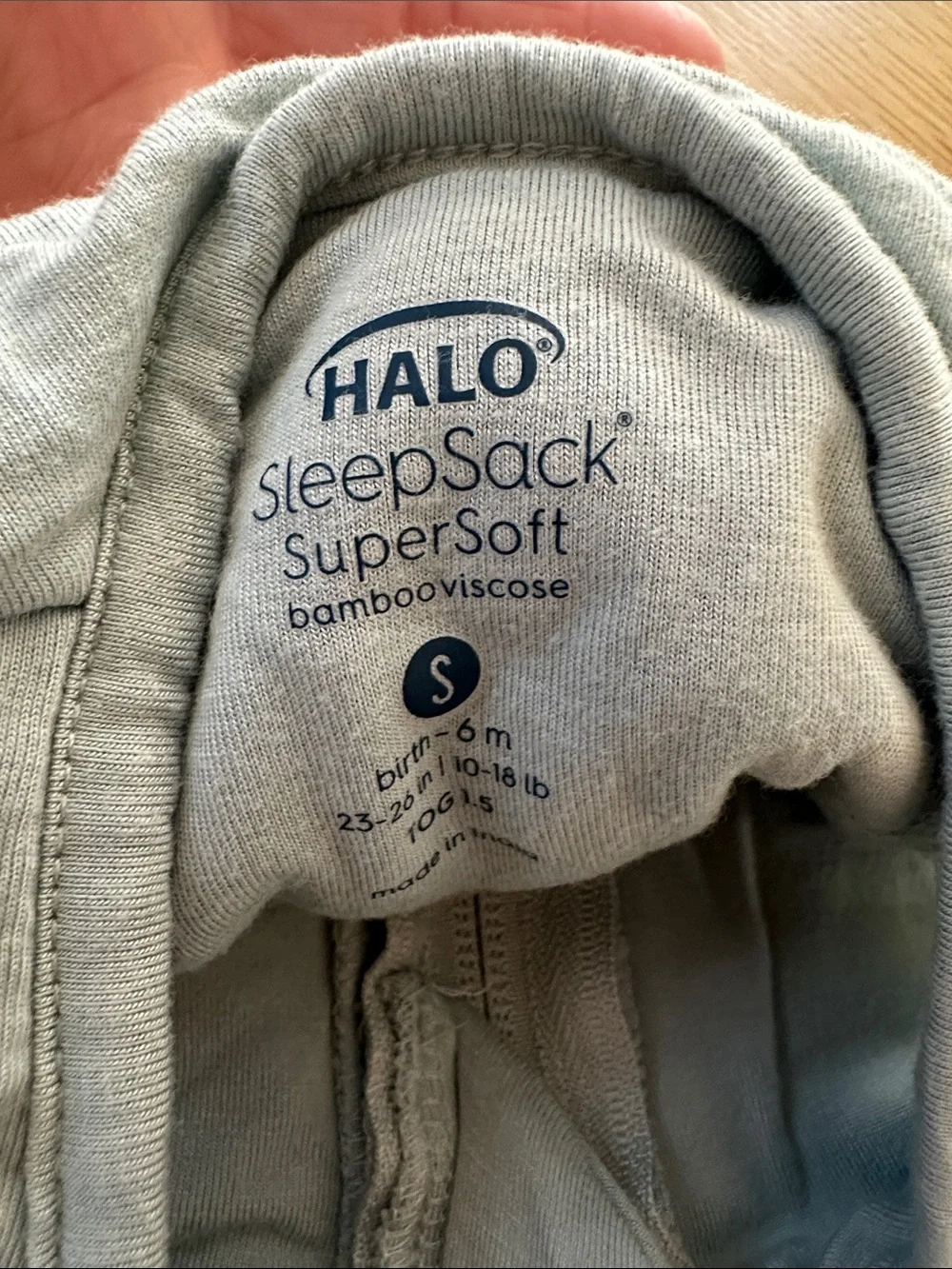 Neutral Light Green Baby Sleep Sack with Front Zipper small